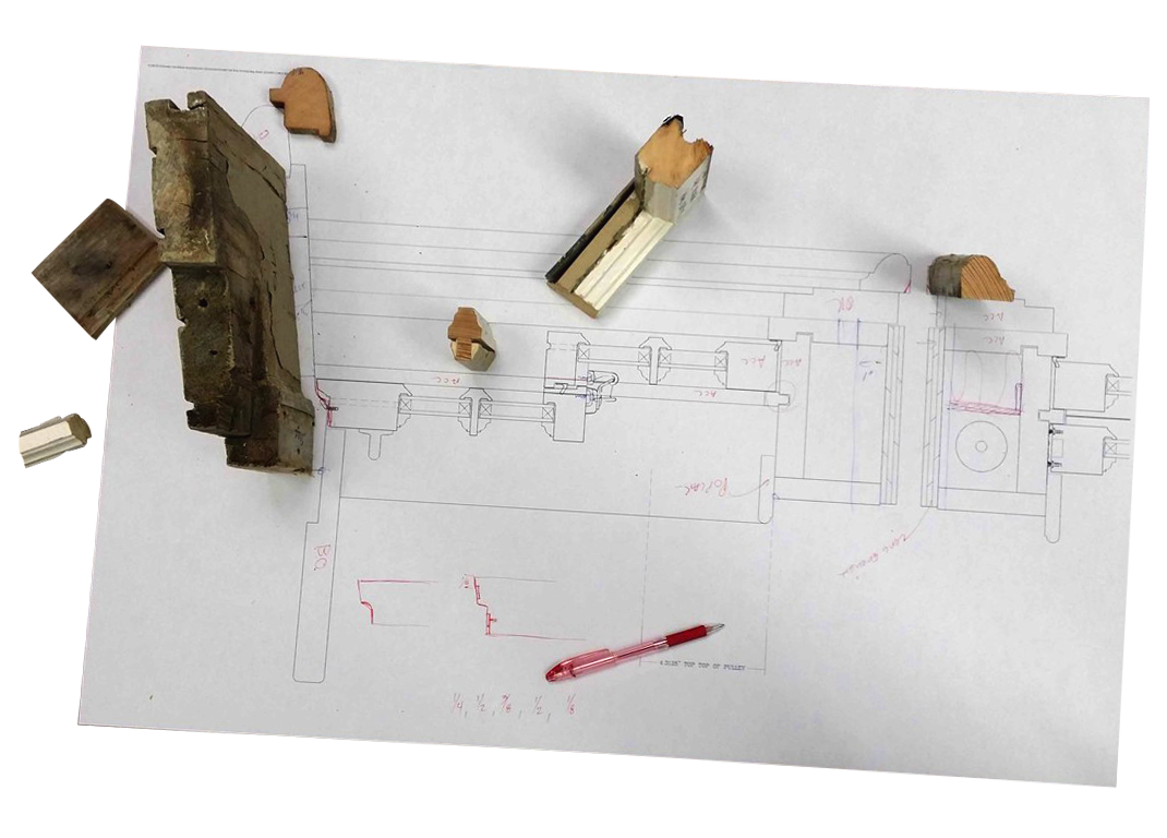 Shop drawings and assorted window cross-sections.