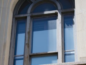 An unrestored window on the Oklahoma State Capitol building