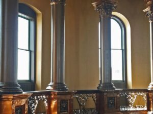 Interior windows on the dome of the Kansas Statehouse.