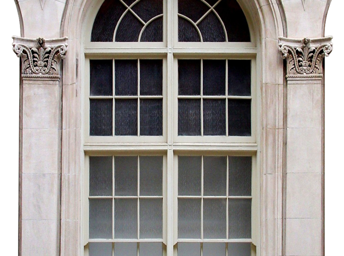 A new window installed on a historic building.