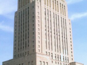 The exterior of the Jackson County Courthouse in Kansas City following restoration.