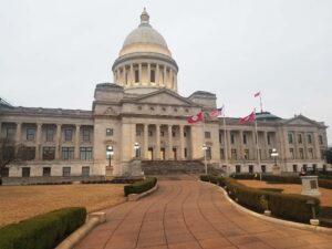 Exterior view of the Arkansas State Capitol after restoration.