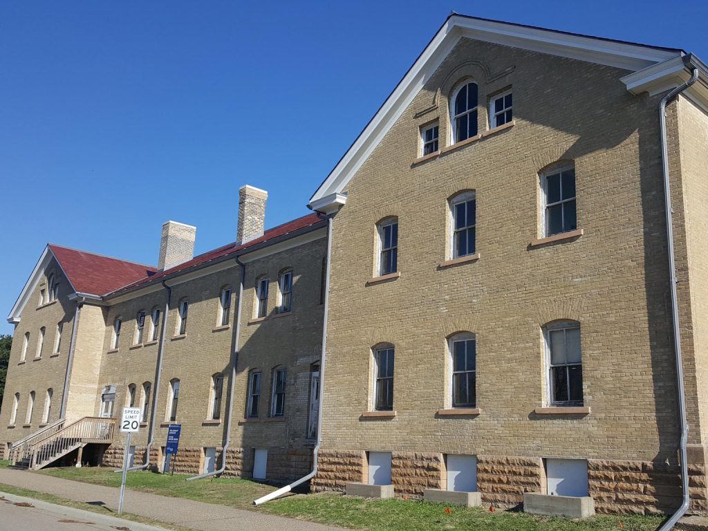 The outside wall of the barracks at Fort Snelling in St. Paul, Minnesota.