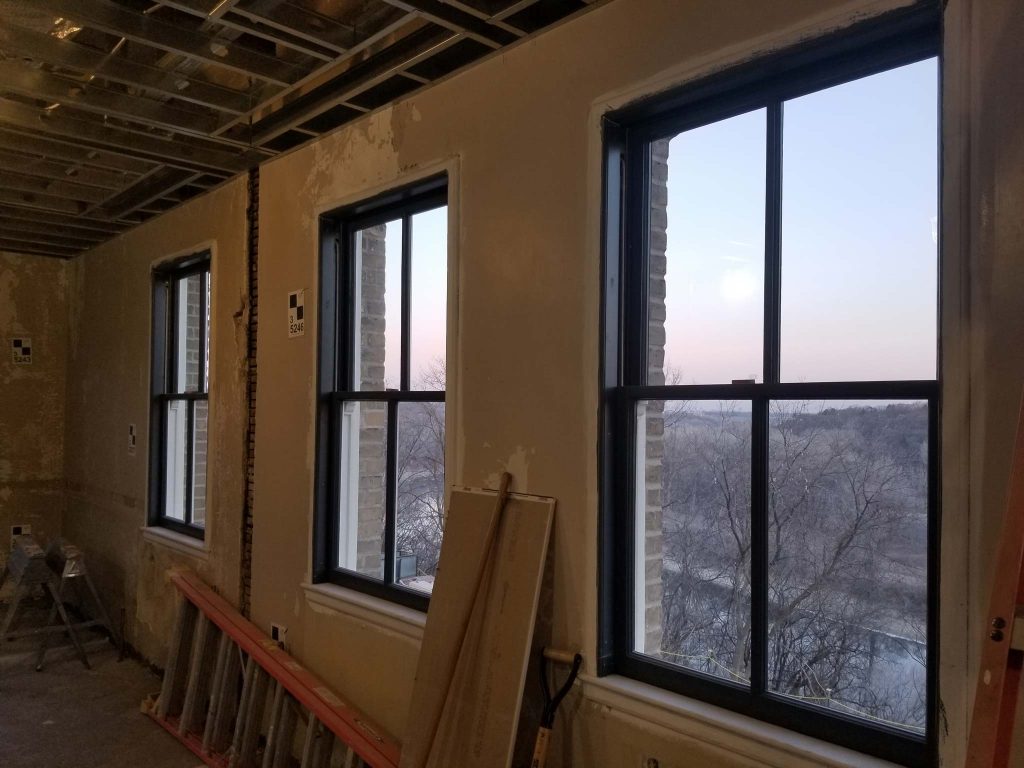 Inside view of restored windows installed in the barracks at Fort Snelling in St. Paul, Minnesota.