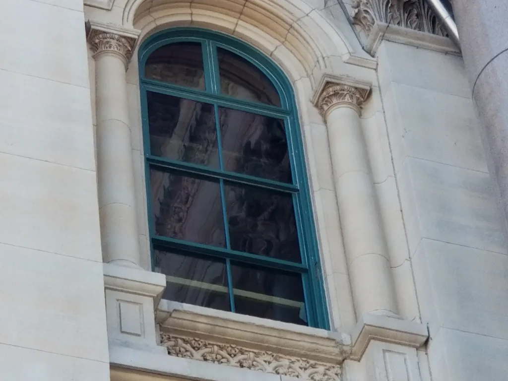 Detail of another window on the Illinois State Capitol building after restoration.