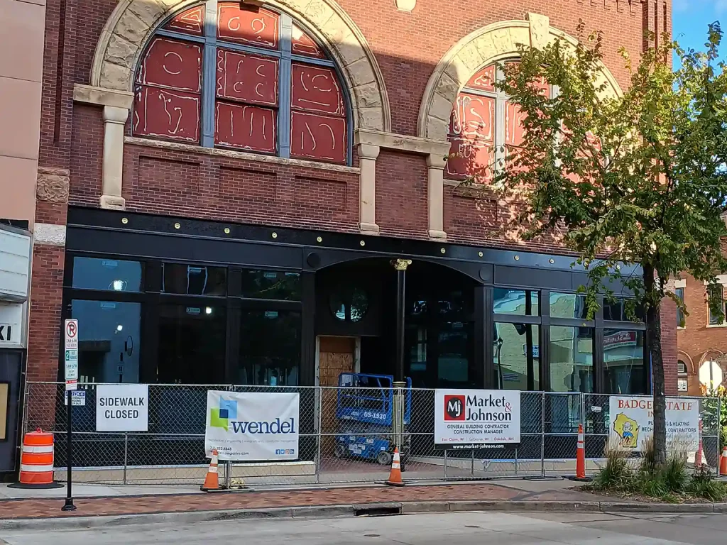 The Antique Emporium building front facade prior to restoration.