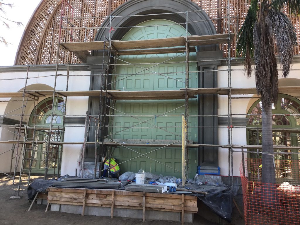 Massive entryway door of the Balboa Park Botanical Building