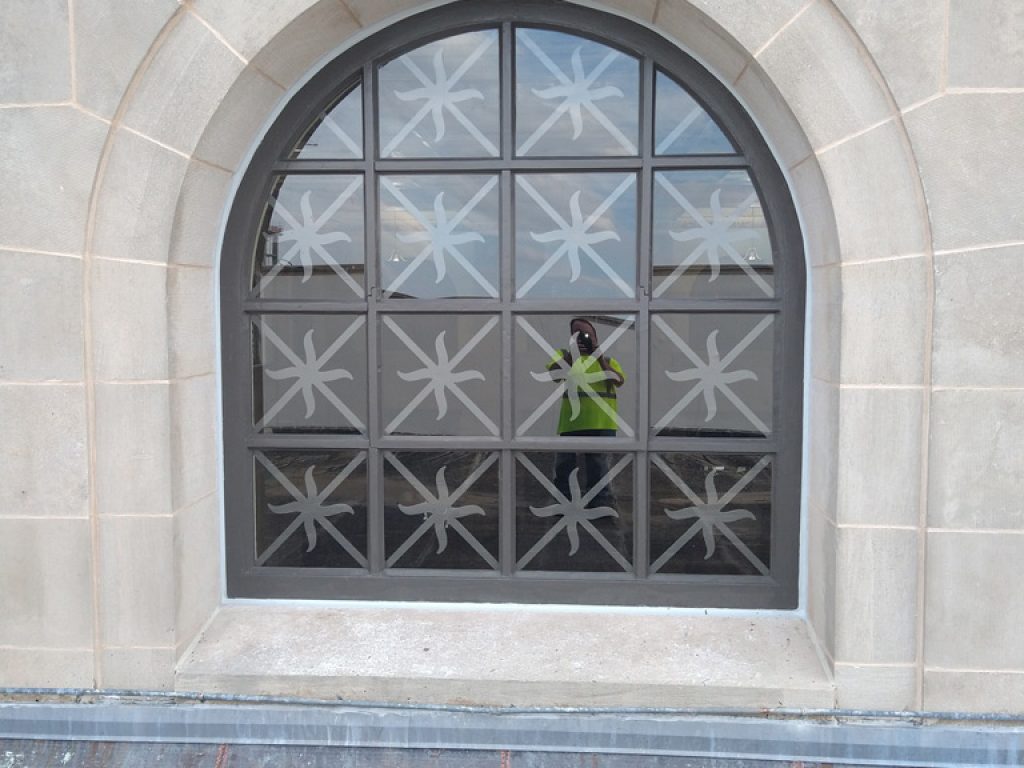 Historic Oklahoma City courtroom windows restored to original beauty by Re-View, featuring 7' springline
