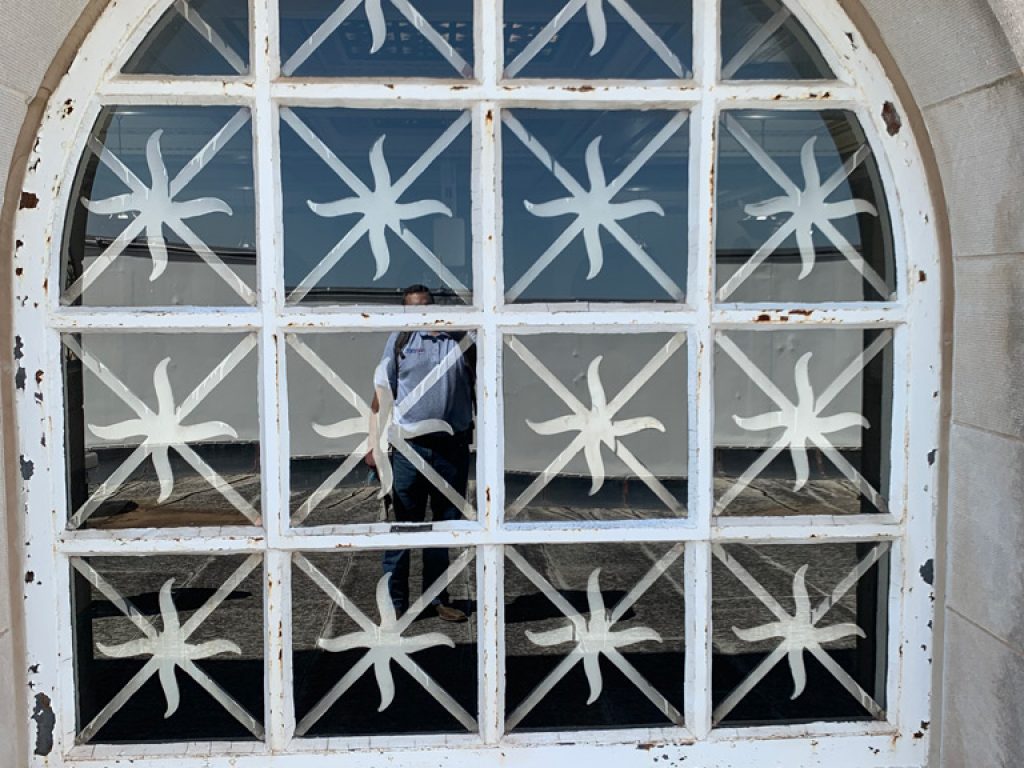 Historic courtroom windows restored to original beauty by Re-View, featuring 7' springline