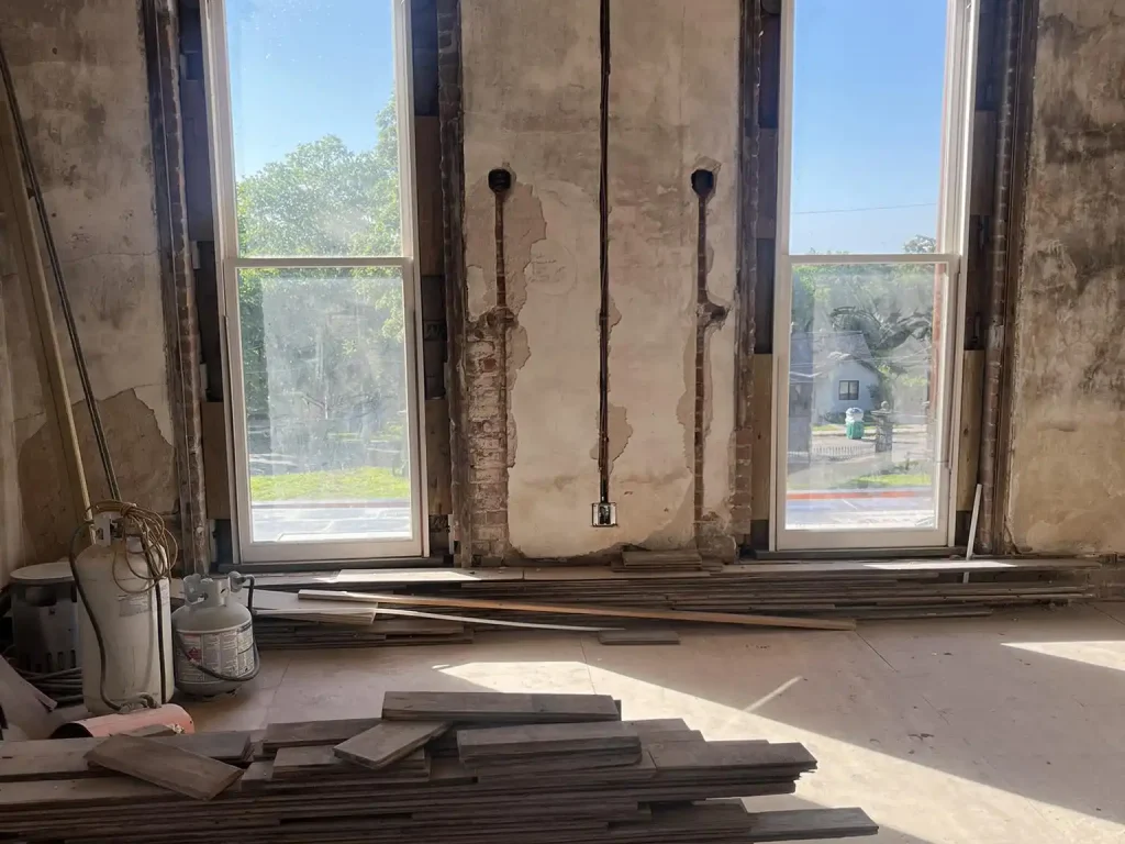 Sauer Castle window openings during construction.