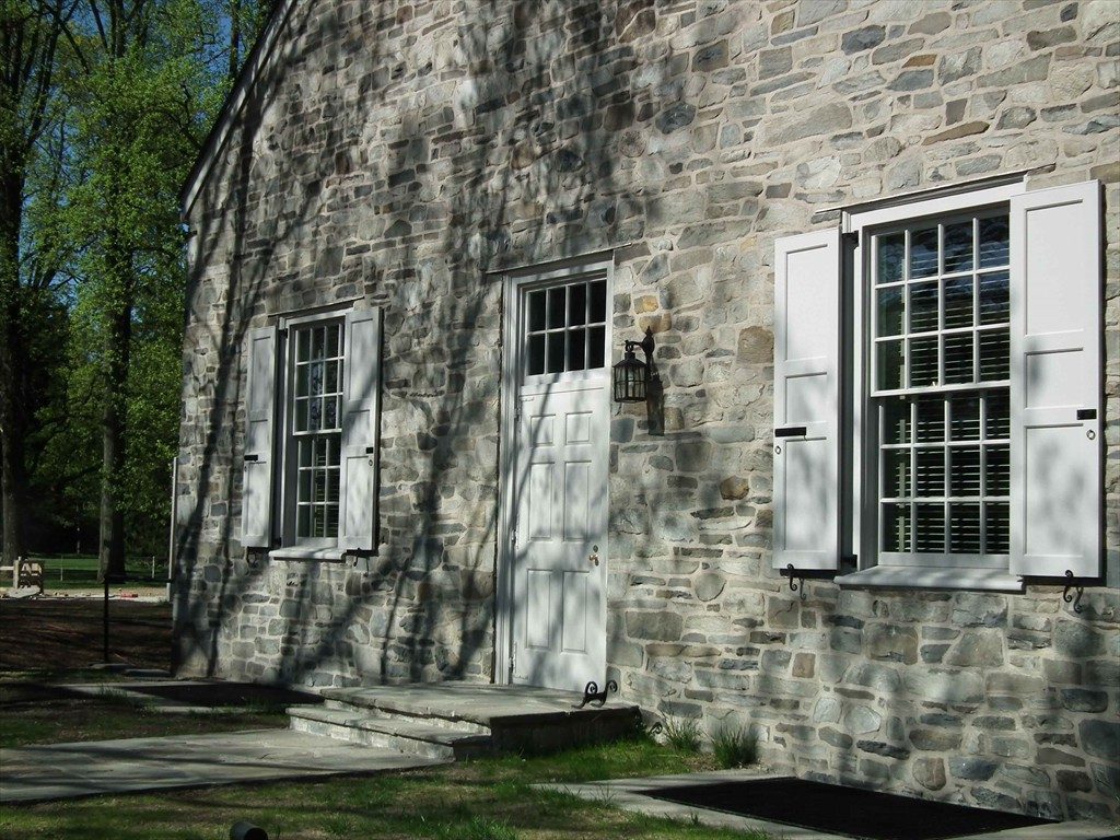 A detail view of windows and doors on the Franklin D. Roosevelt Presidential Library and Museum.