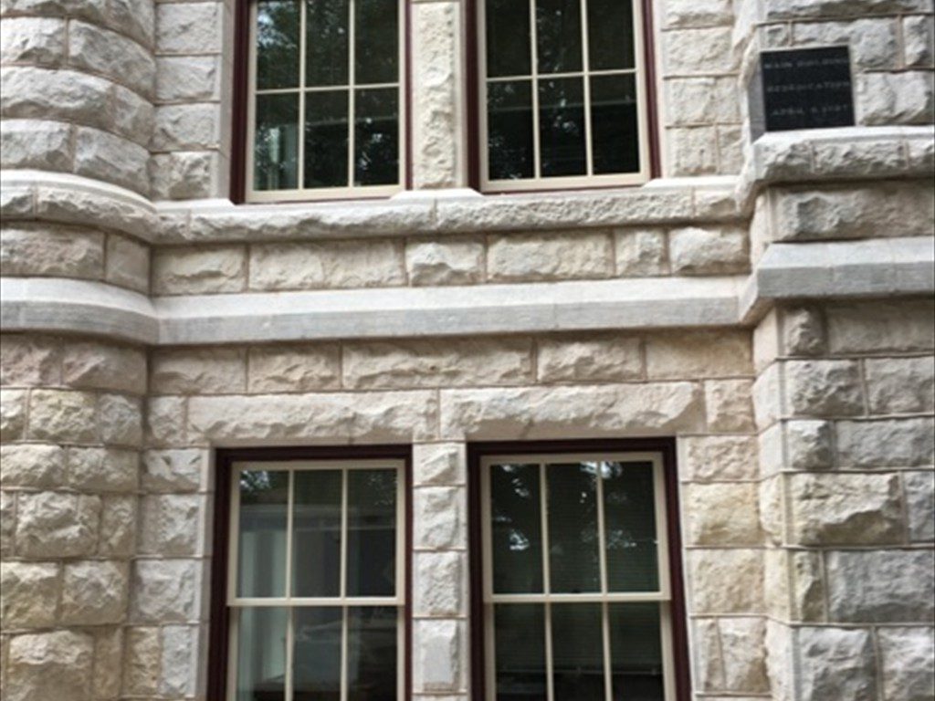Windows on the exterior of a building at St. Edwards University.