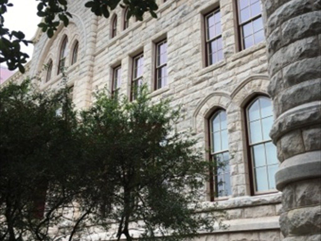 Windows on the exterior of a building at St. Edwards University.