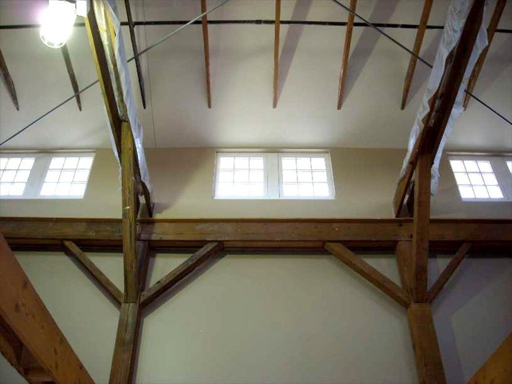 An interior view of The Mule Barn clerestory windows after installation.