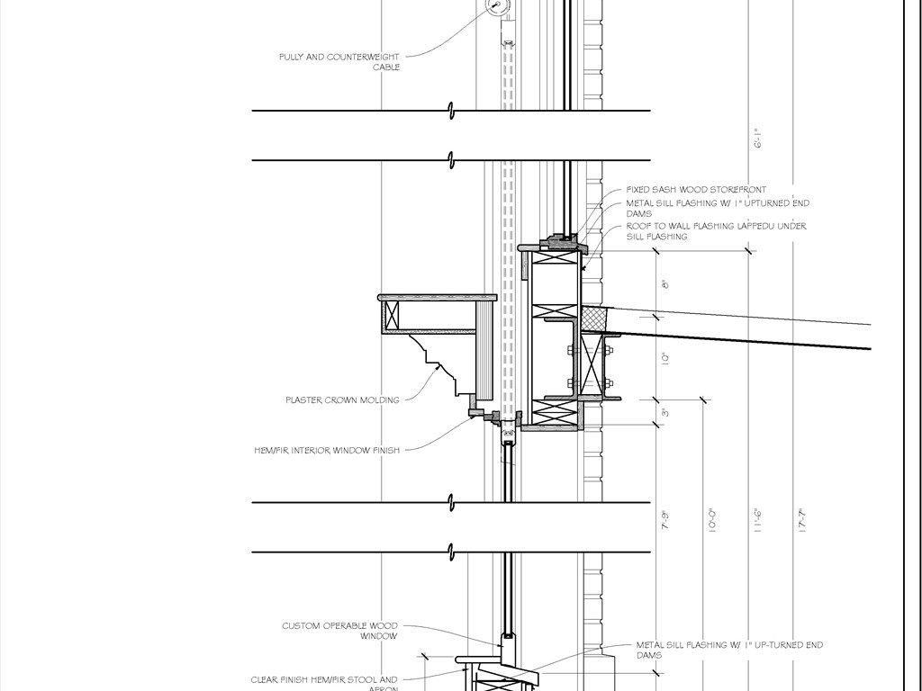 Construction plans for large double hung windows.