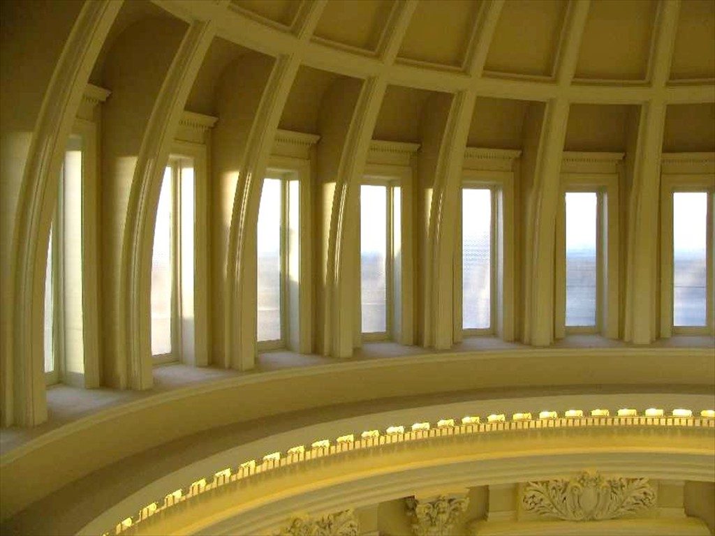 Interior windows in the top of the Idaho State Capitol building.