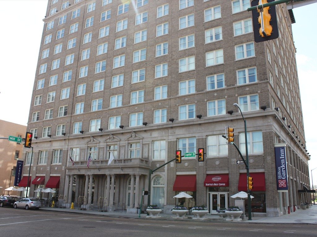 An elevation view of the front of the King Edward Hotel.