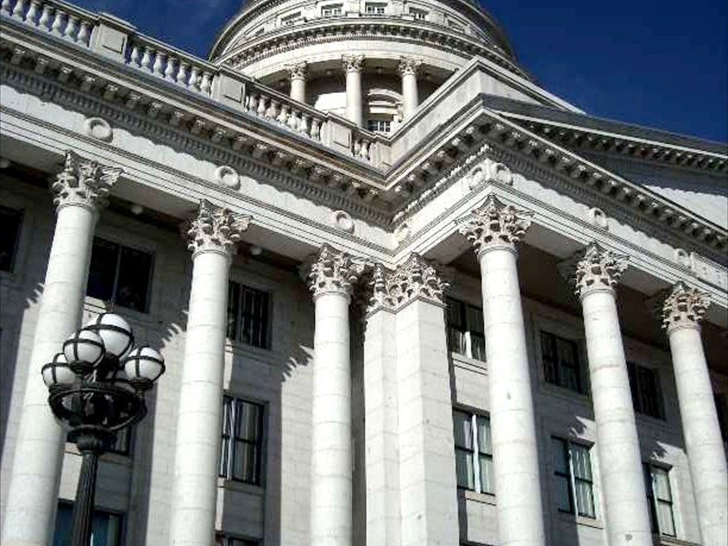 A close up view of the Utah State Capitol building.