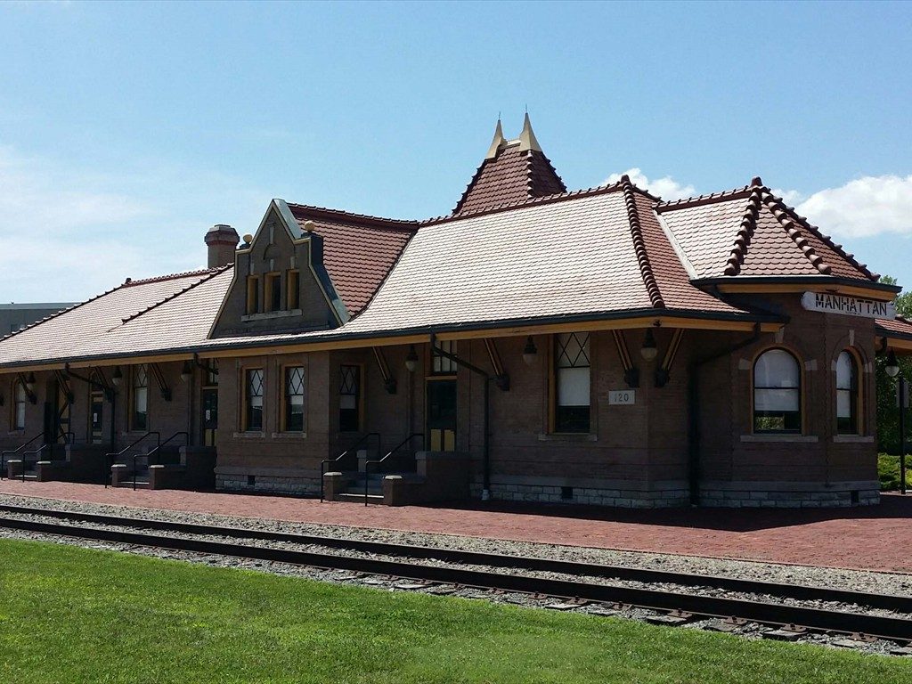 An exterior view of the Union Pacific Depot.