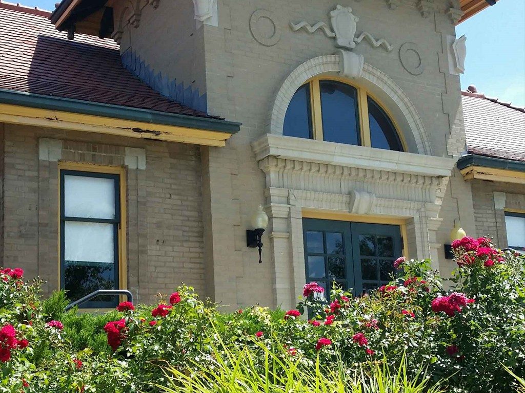 An exterior view of the Union Pacific Depot.