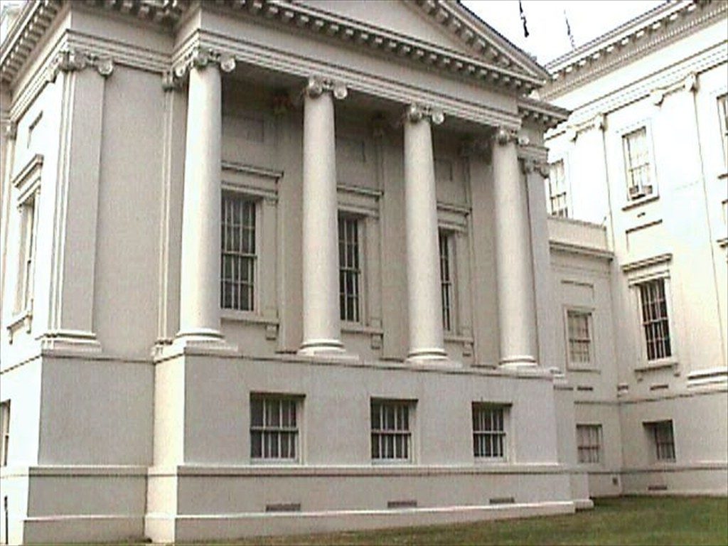 Exterior view of the Virginia State Capitol.